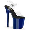 Pleaser - FLAMINGO808 Sandale à bride à la cheville, Pole dance chaussures - Transparent/Bleu Product image